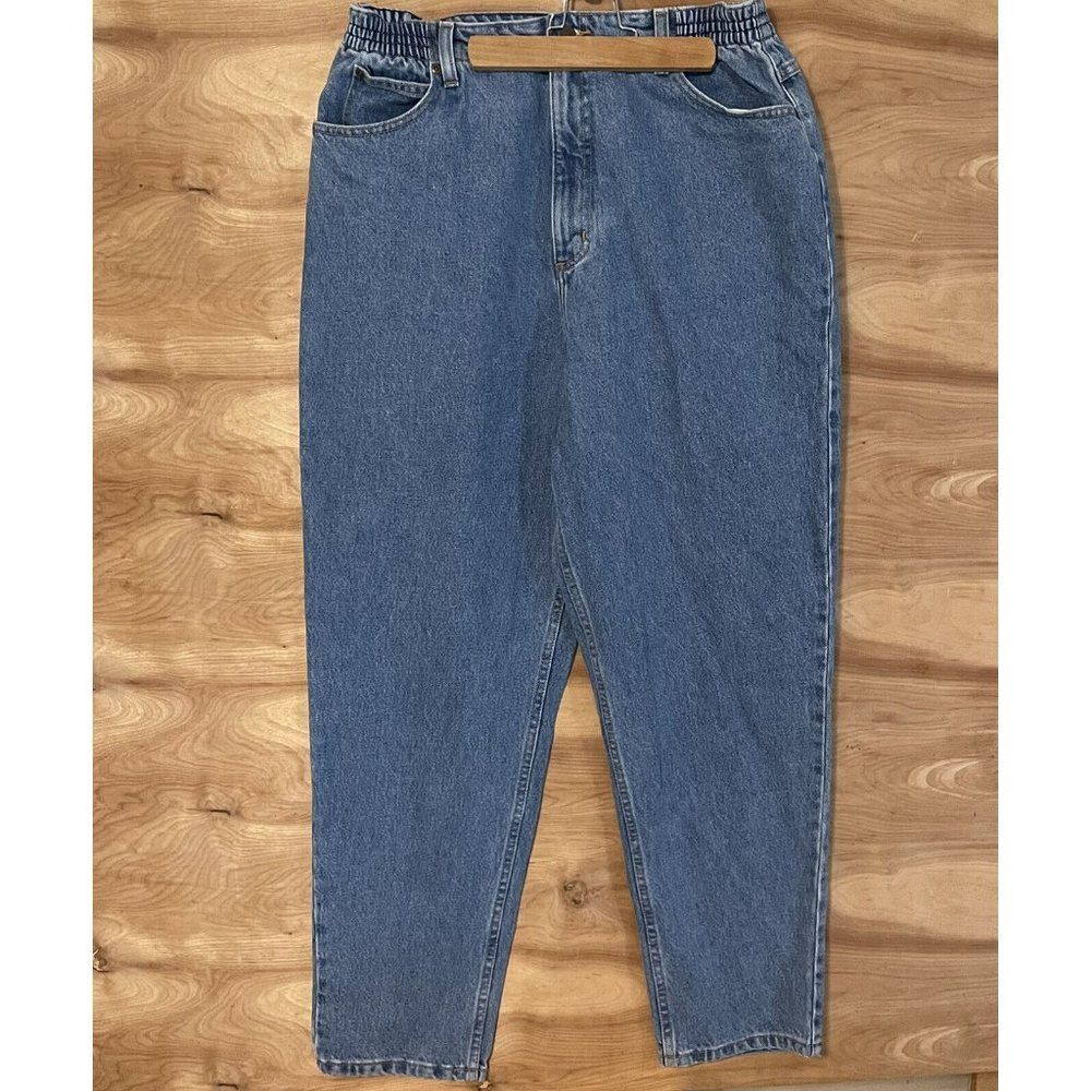 Vintage 90s LL Bean Jeans 16 X 29” Blue High Waist Mom Relaxed Elastic Waist